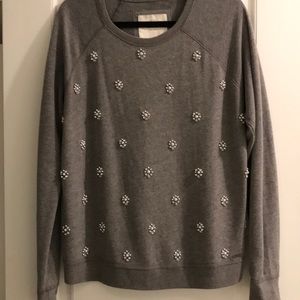 A&F | Jeweled gray crewneck long sleeve sweater